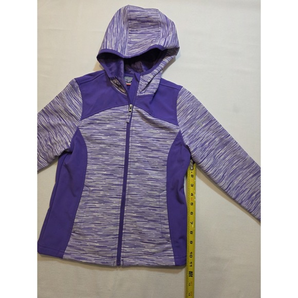 Free Country Girl's Two Tone Purple Softshell Full Zip Hooded Jacket. Size 7/8 - Picture 10 of 10